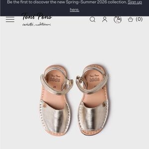 Toni Pons children’s Avarca de Menorca Menorquina Gold Sandals GUC